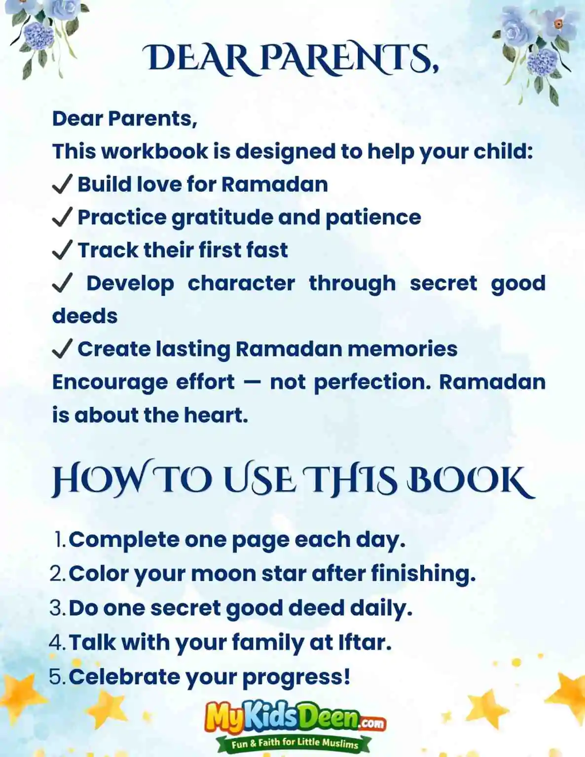 My First Ramadan Workbook for Kids β 30-Day Activity, Dua Journal & First Fast Gift - Image 2